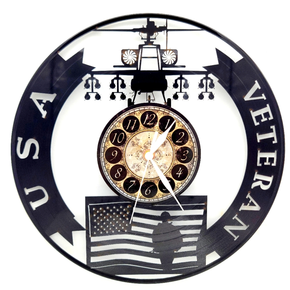 USA VETERAN vinyl record clock makes a perfect gift for a vet